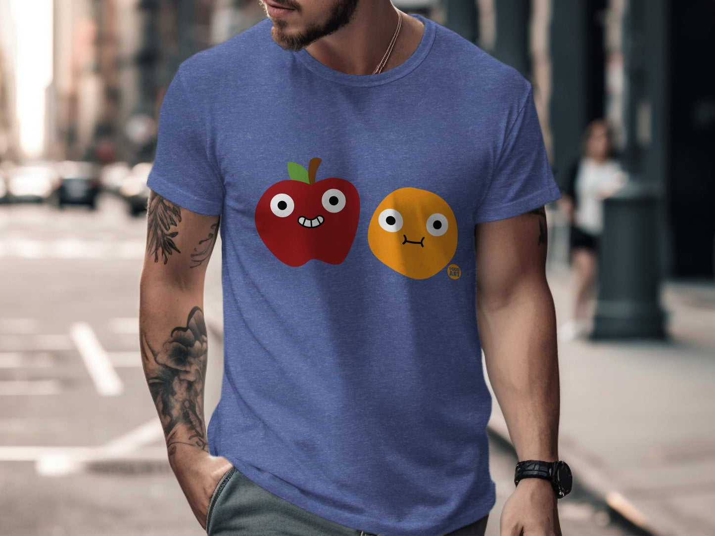 Funny Smiling Apple and Orange Graphic T-Shirt