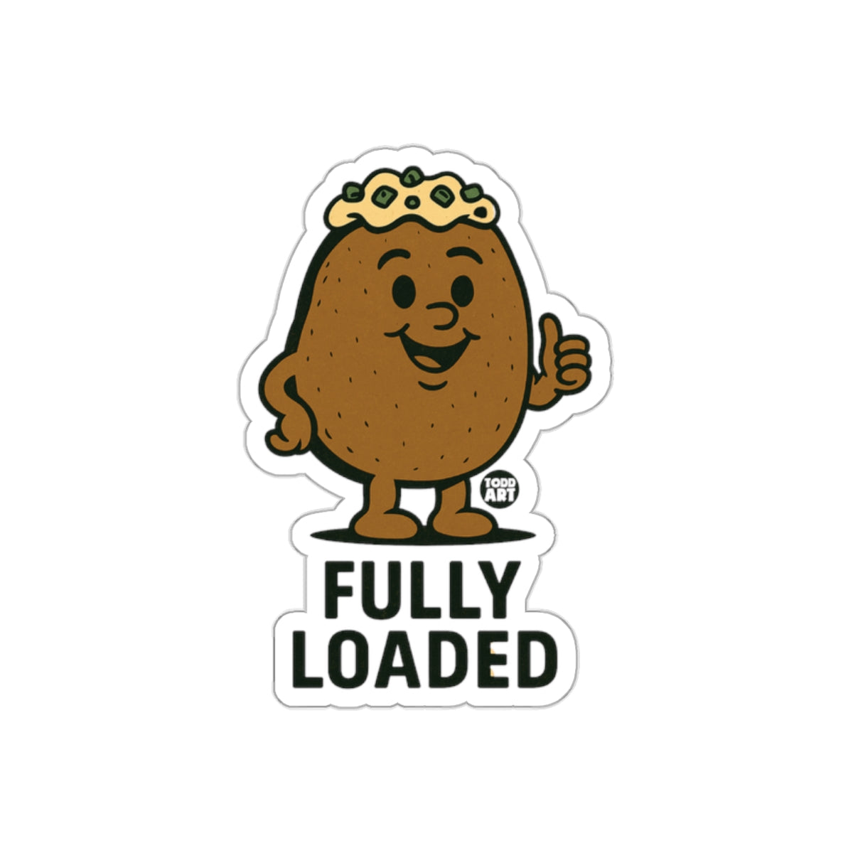 Fully Loaded Cartoon Potato Character Sticker