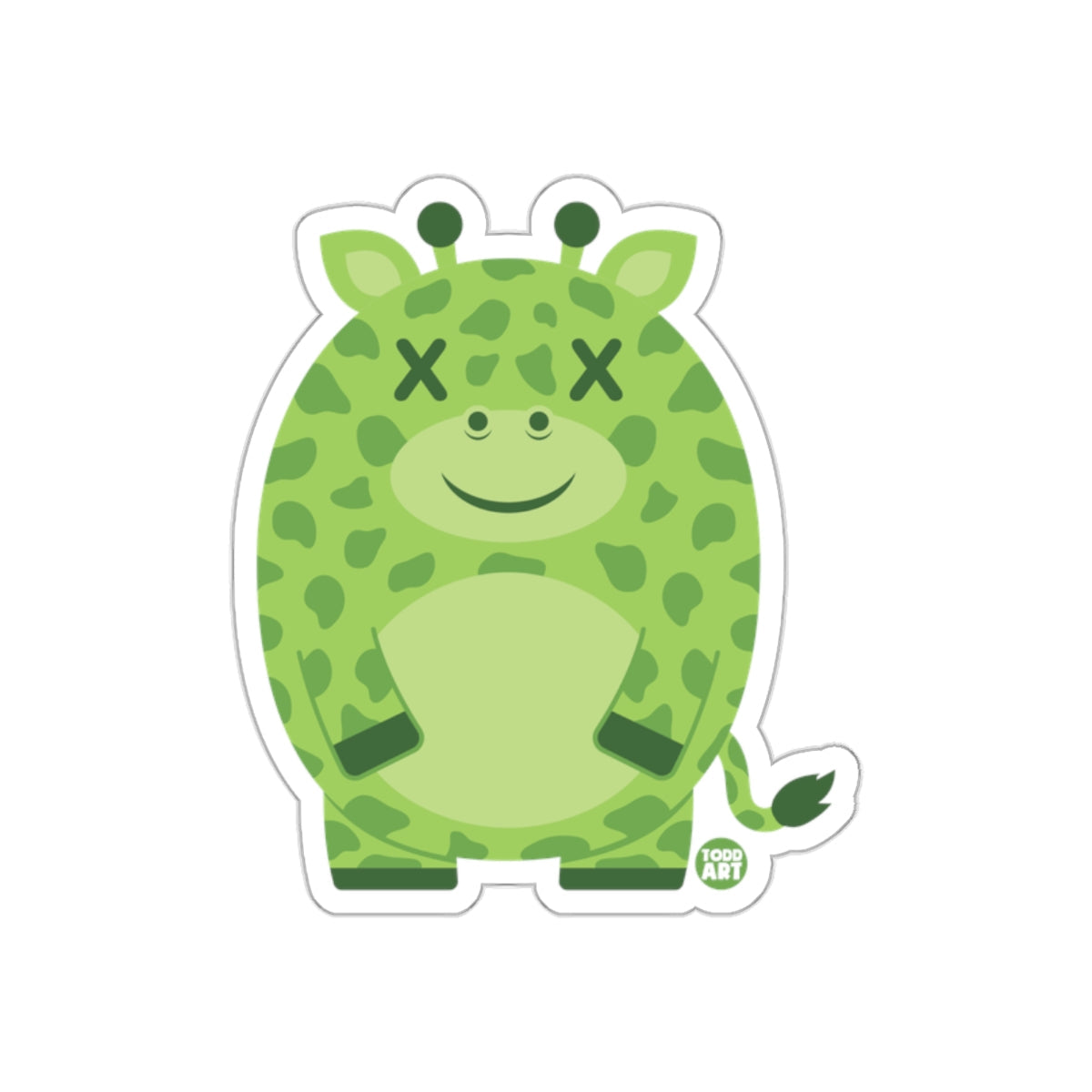 Cute Green Giraffe Character Sticker for Kids