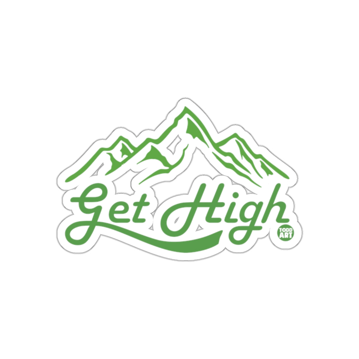 Get High in the Mountains Green Inspired Art sticker