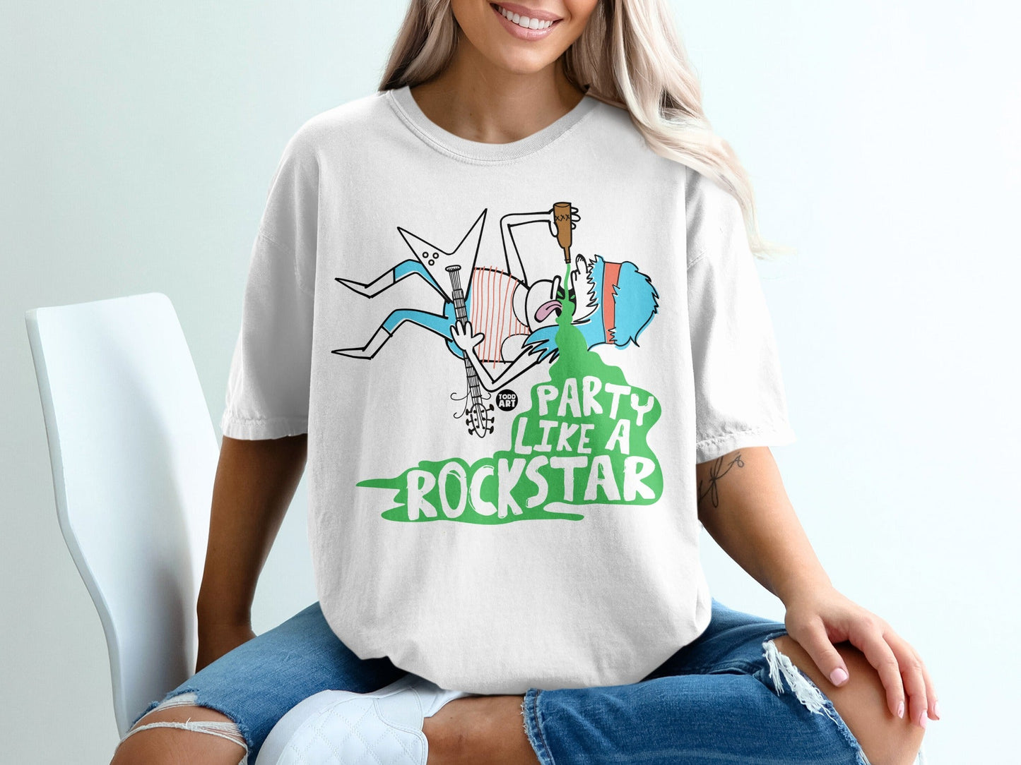 Party Like a Rockstar Graphic T-Shirt Casual Tee