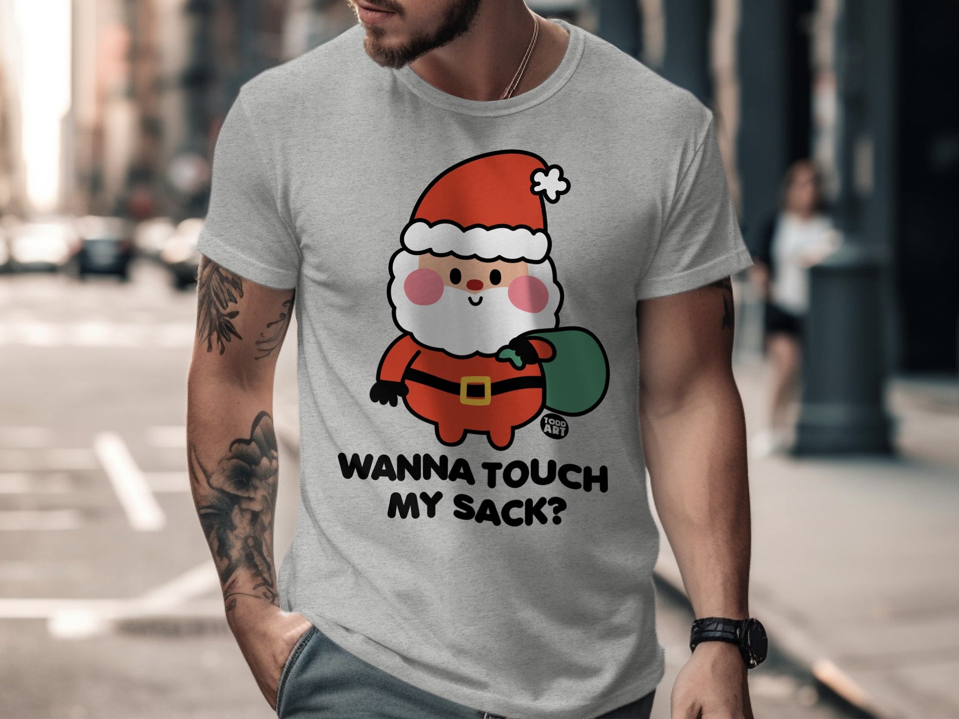 Funny Christmas Santa Graphic Tee Shirt for Holiday Cheer