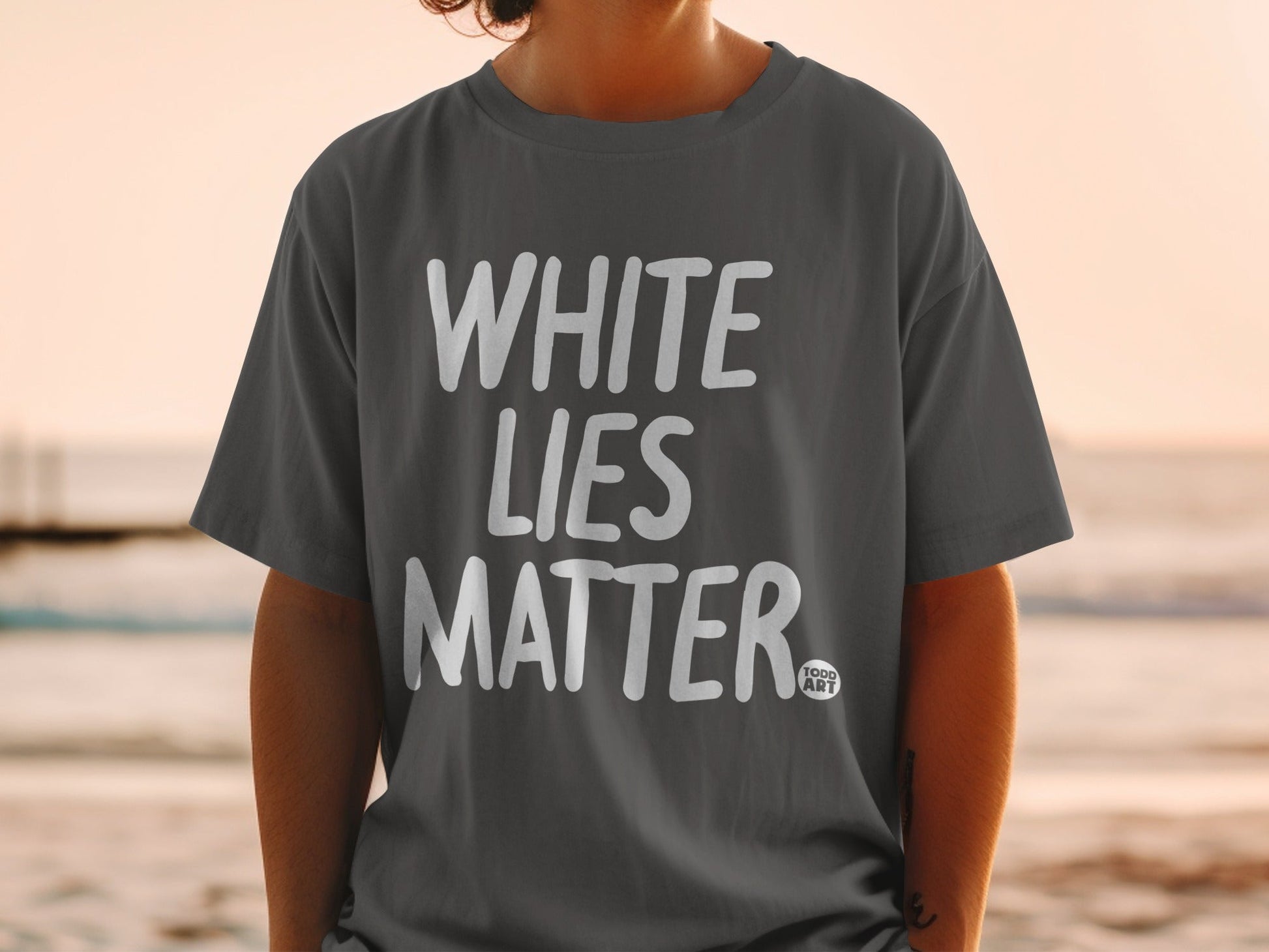 Oversized White Lies Matter Statement T-shirt