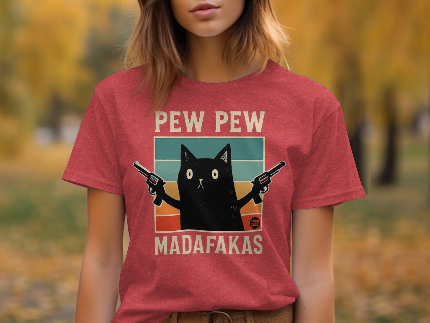 Pew Pew Madafakas Funny Cat Graphic T-Shirt