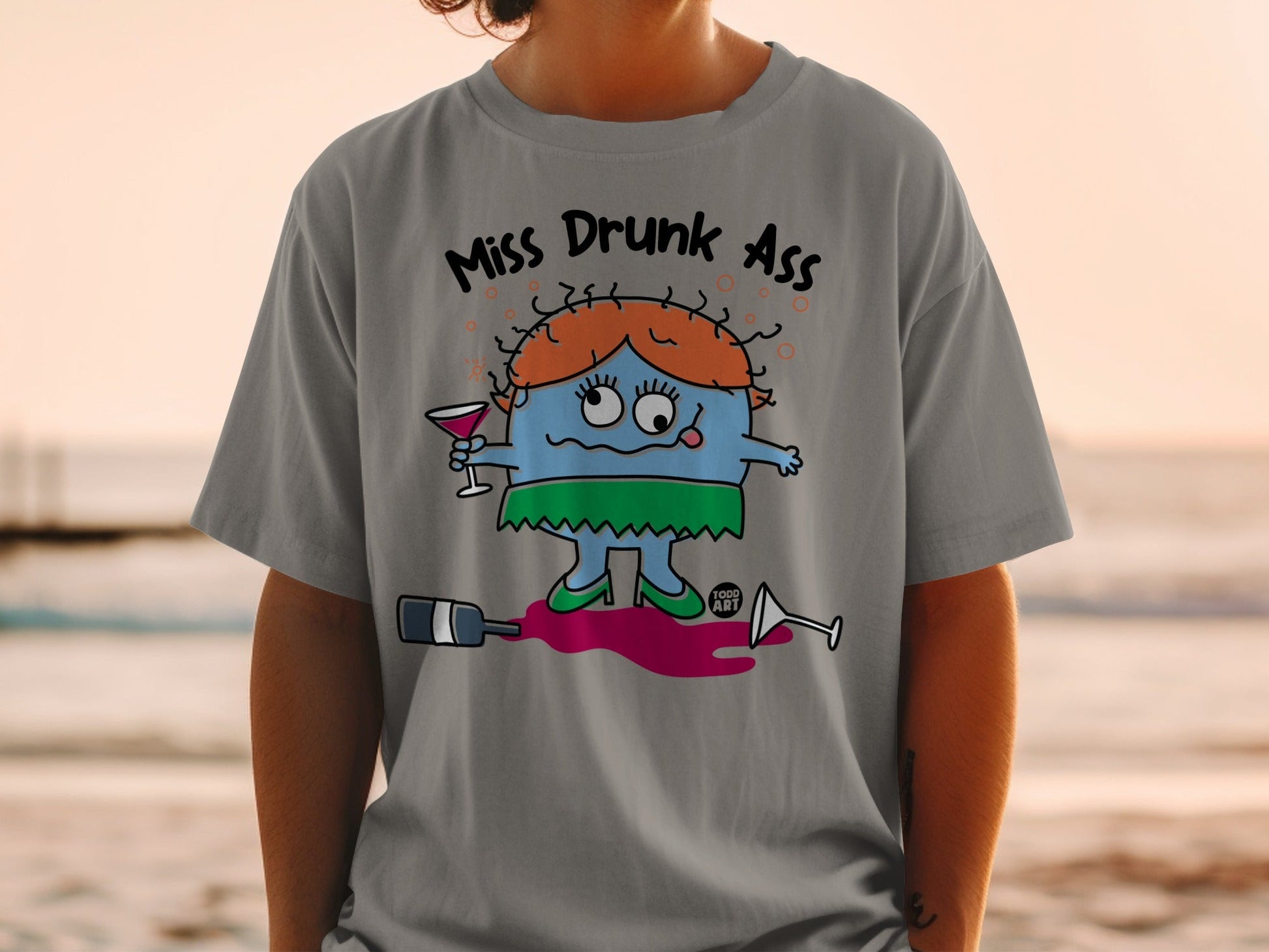Miss Drunk Ass Cartoon Graphic T-shirt