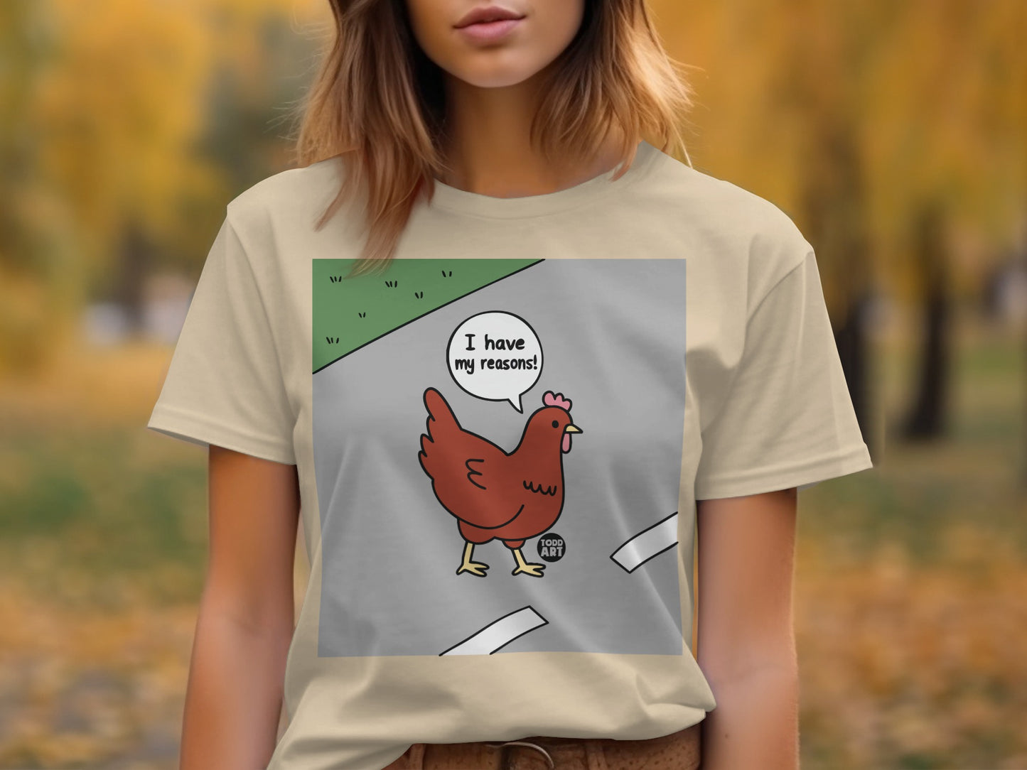 Funny Cartoon Chicken with Speech Bubble T-Shirt