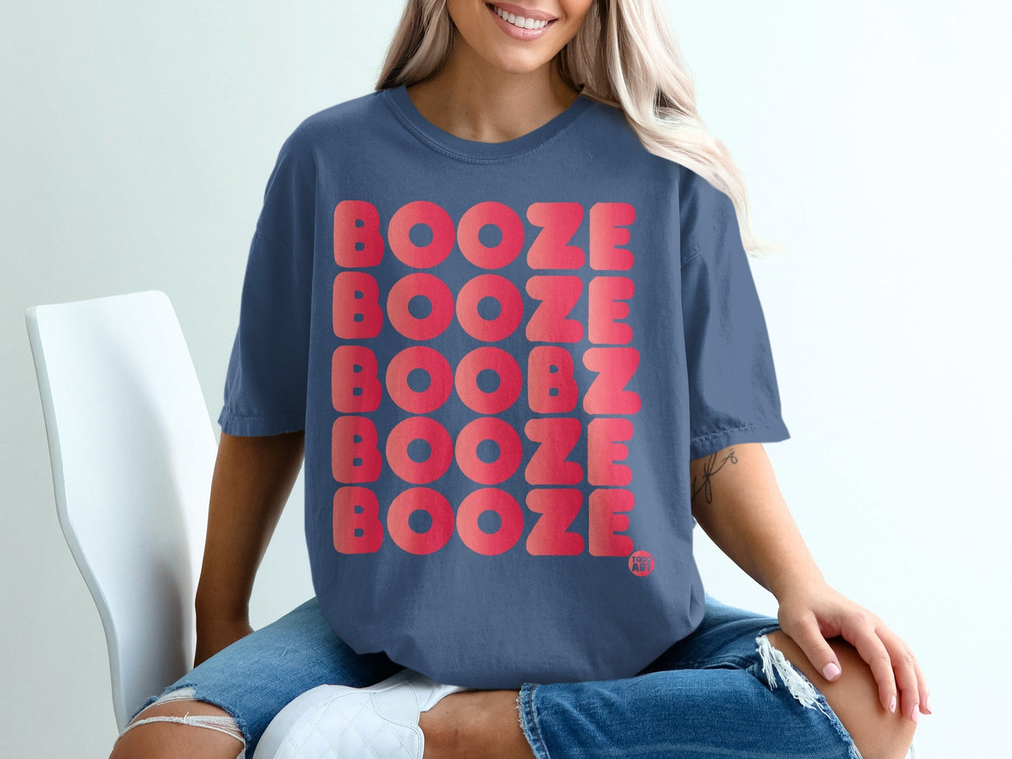 Booze Graphic Print Oversized Tee Shirt