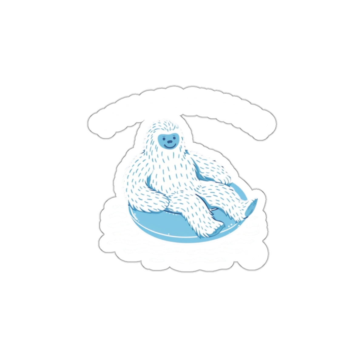 Adorable Yeti Sliding Down Snow Cloud Sticker