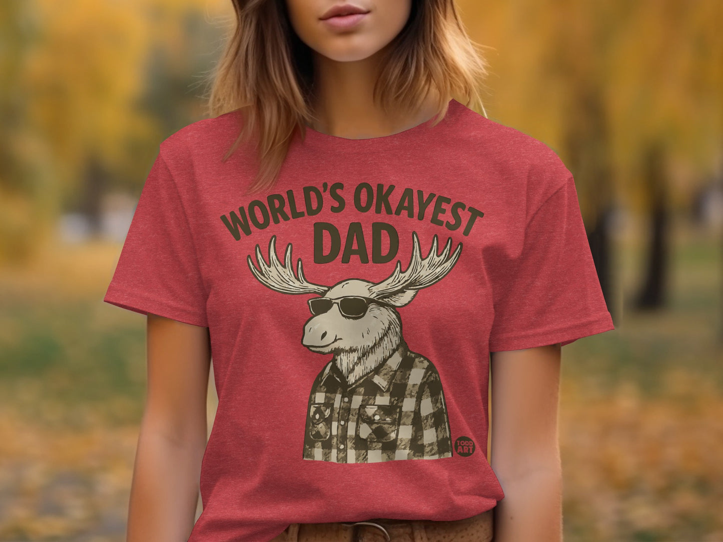 World's Okayest Dad Moose Wearing Sunglasses T-shirt