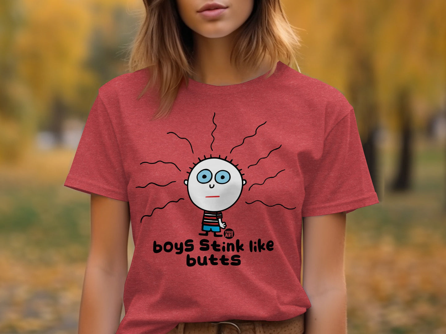 Boys Stink Like Butts Cartoon Graphic T-Shirt