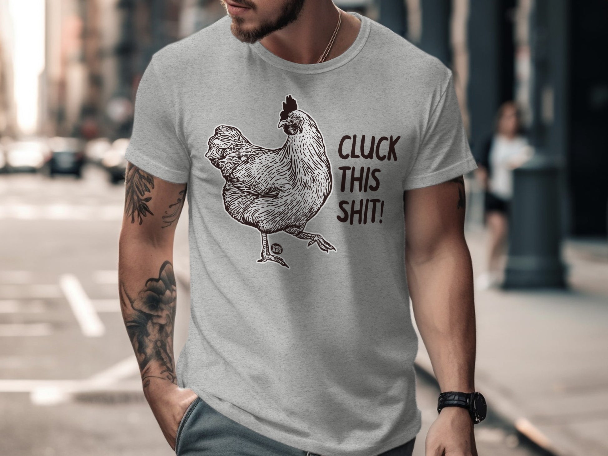 Cluck This Shit Graphic Chicken Tee Funny Shirt