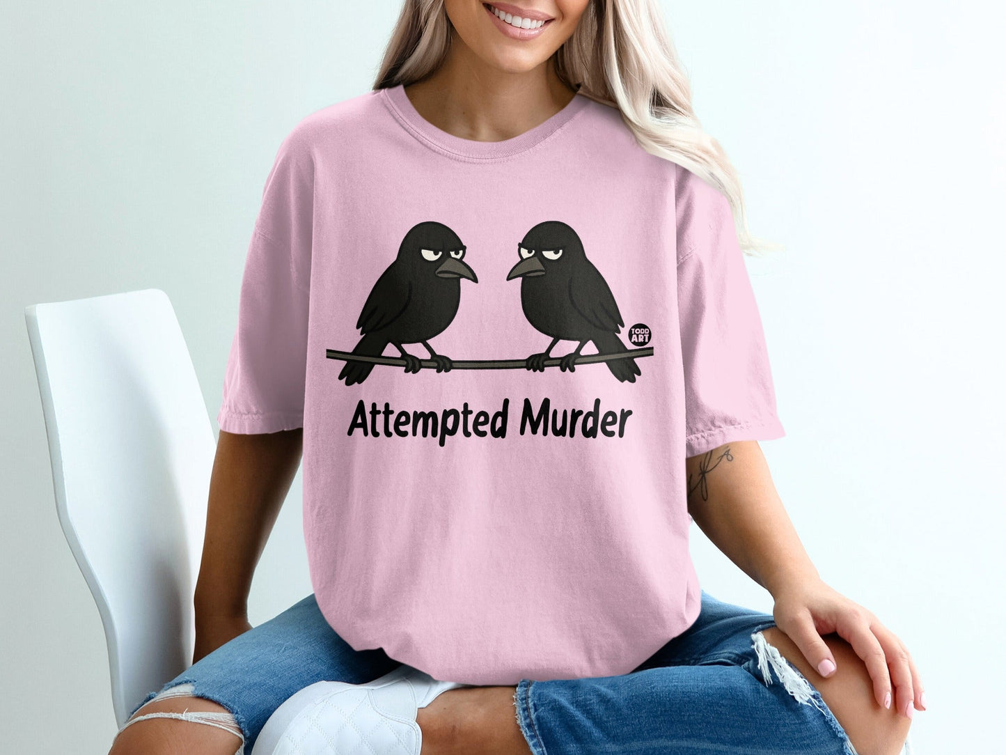 Attempted Murder Funny Crow Graphic Tee Shirt