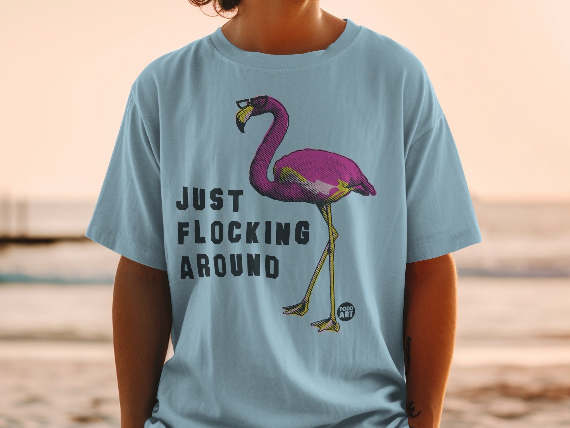 Just Flocking Around Flamingo Graphic T-Shirt