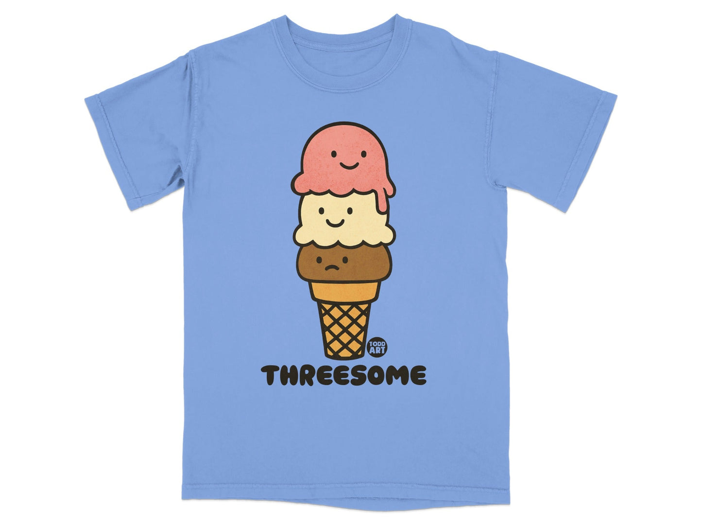 Threesome Ice Cream Cone Cartoon Graphic T-Shirt