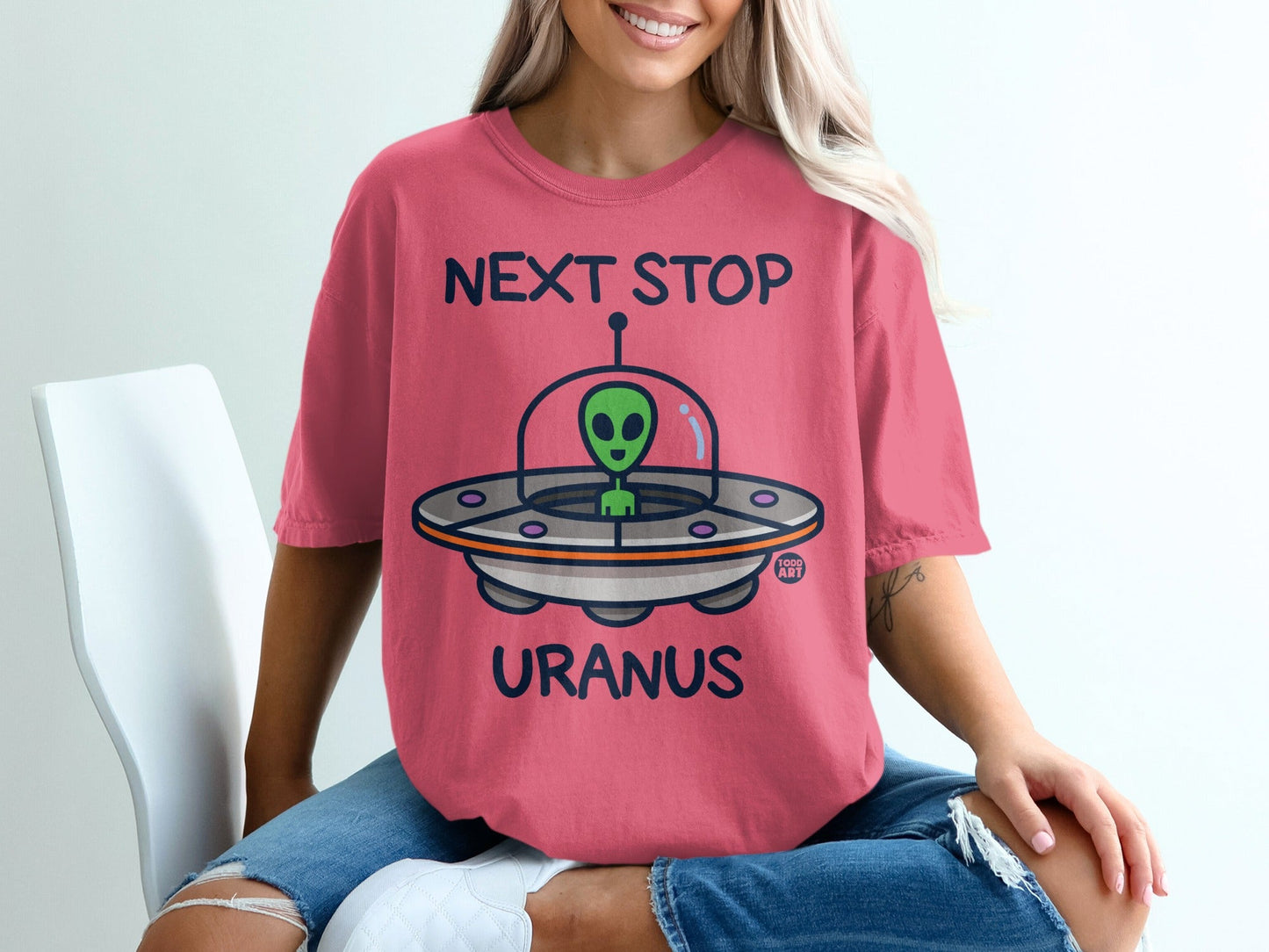 Next Stop Uranus Graphic Tee Funny Alien Shirt