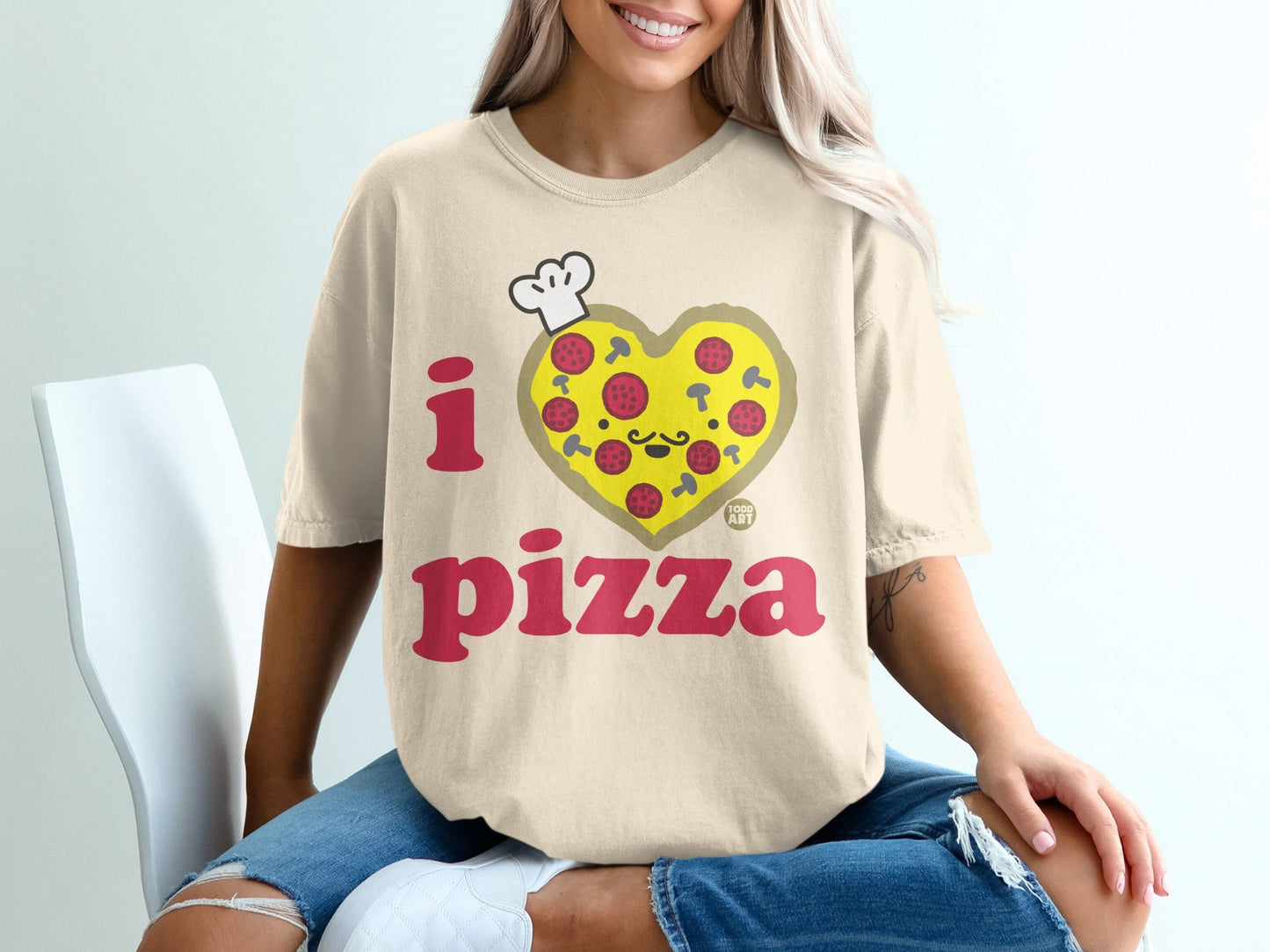 I Heart Pizza Graphic Tee Todd Art Design T-Shirt