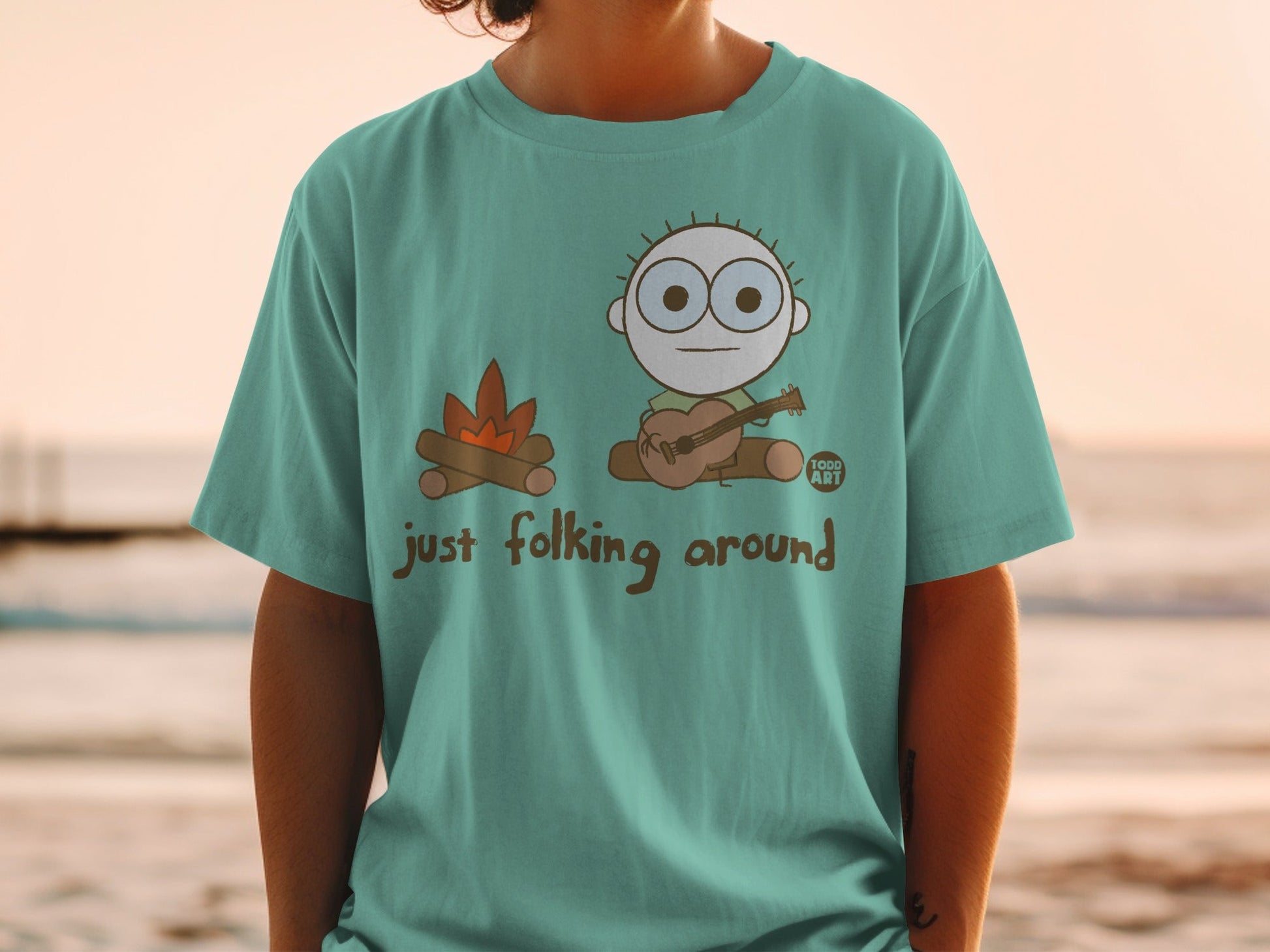 Just Folking Around Graphic Tee with Fun Character Design