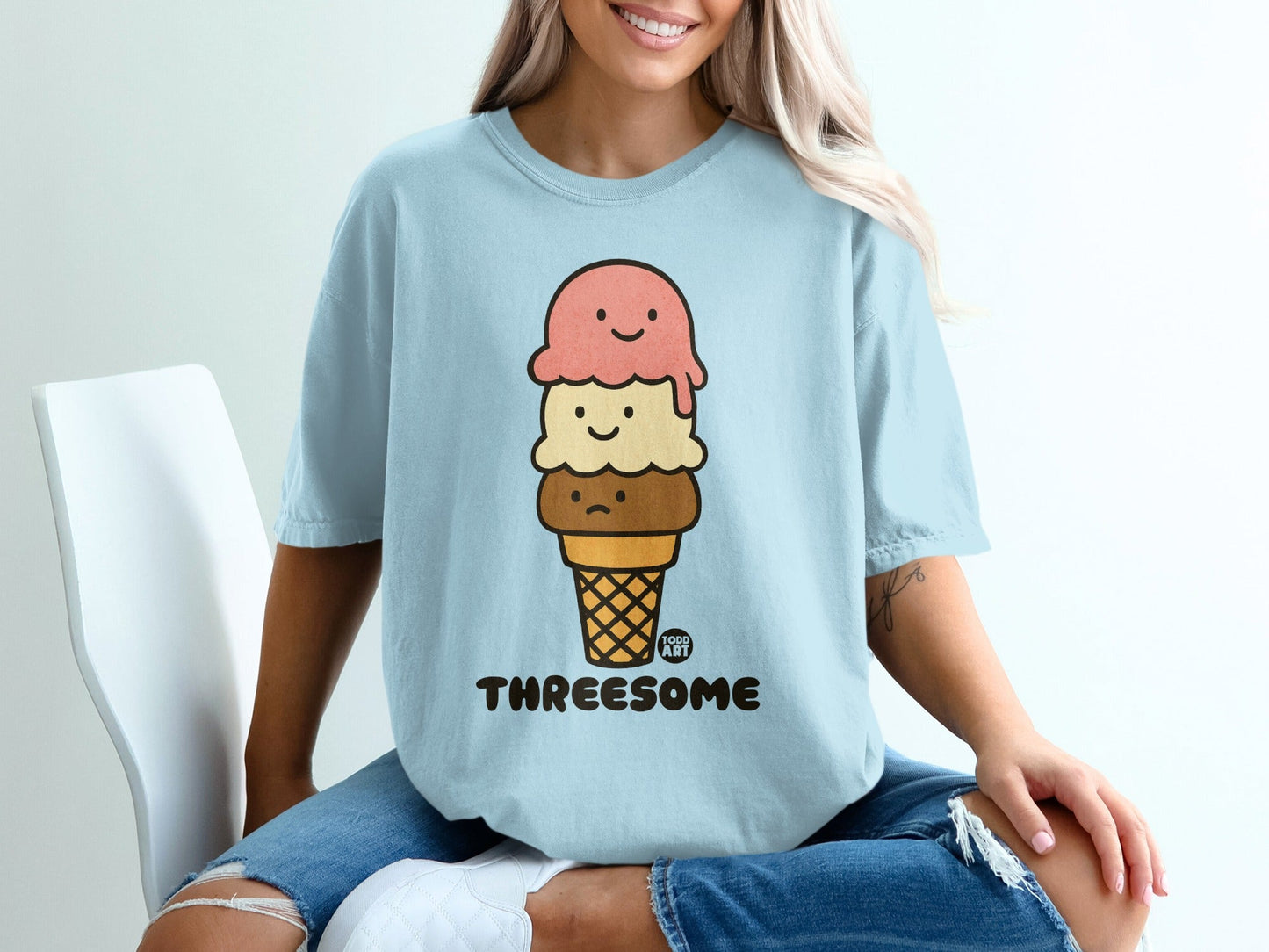 Cute Ice Cream Cone Threesome Funny Graphic Tee