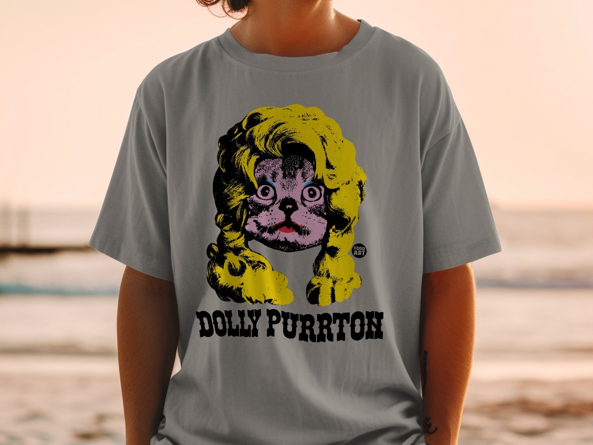 Dolly Purrton Retro Cat Graphic T-Shirt