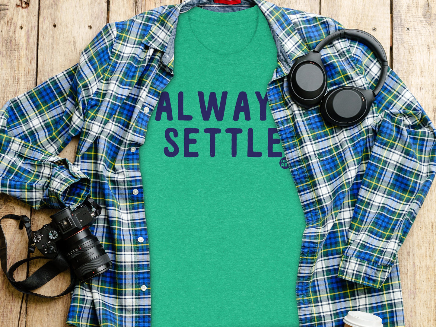 Always Settle Graphic Tee in Green Casual Shirt