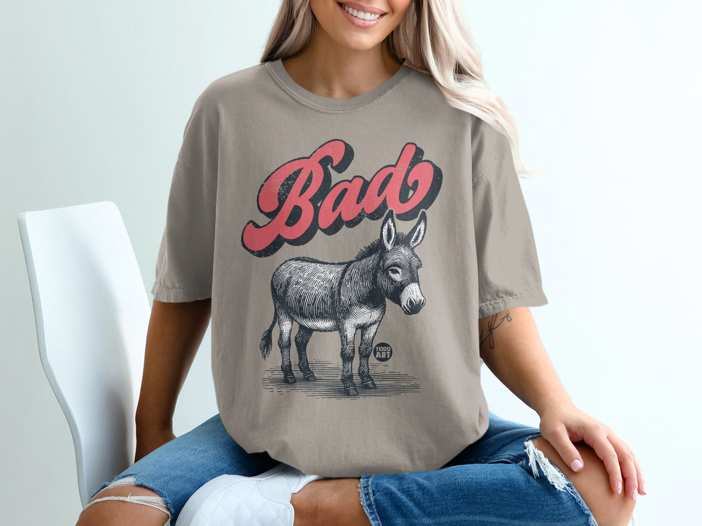 Bad Donkey Graphic Tee Relaxed Fit Casual Top