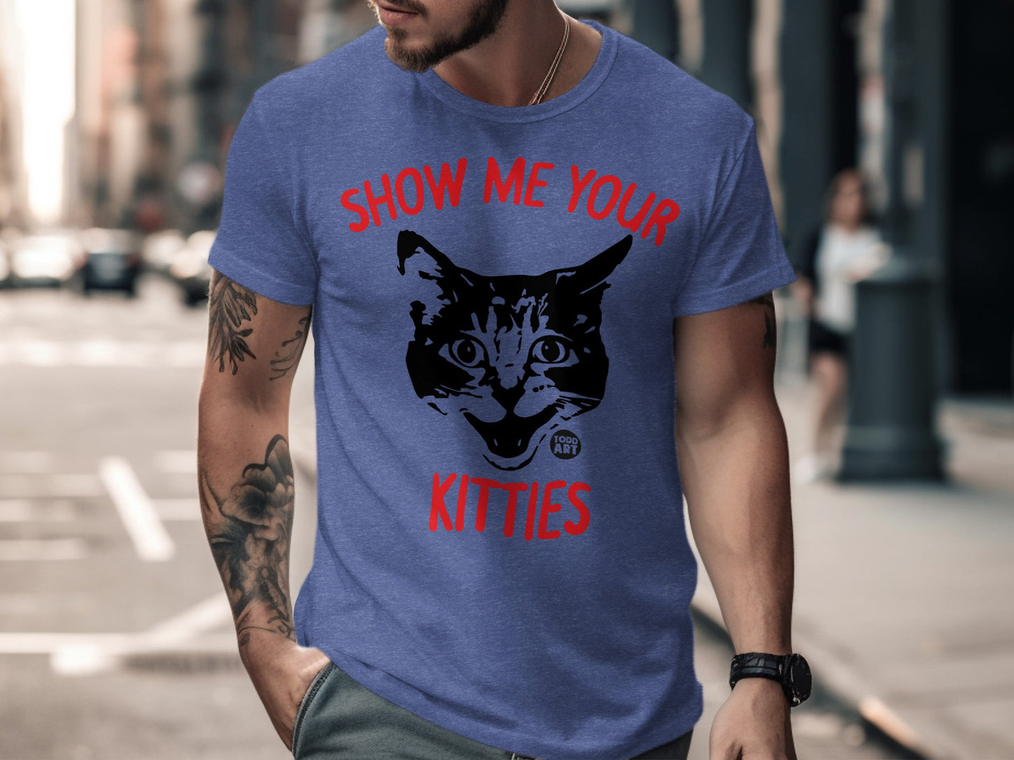 Show Me Your Kitties Cat Face Graphic T-Shirt