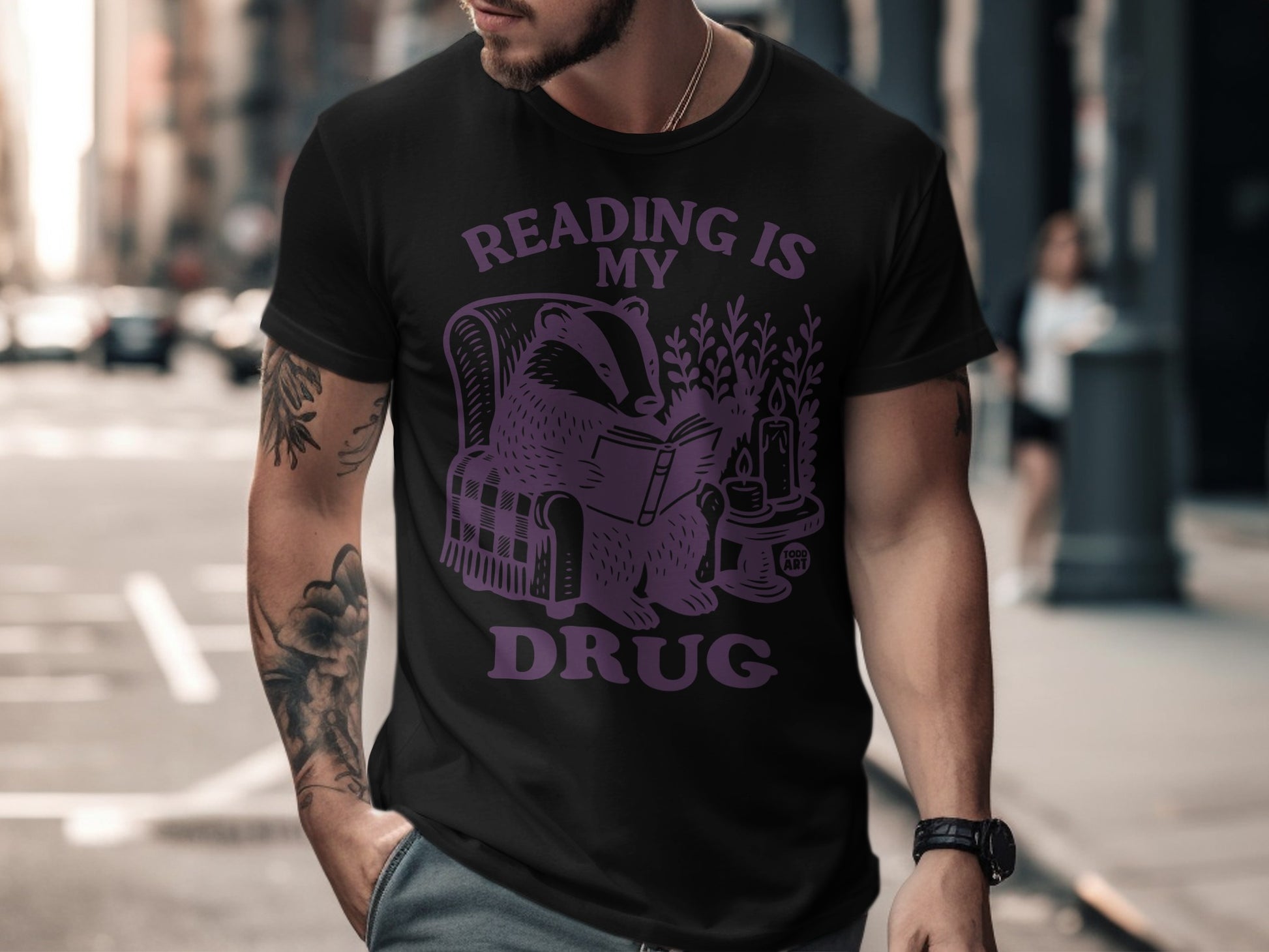 Reading Is My Drug Badger Graphic T-Shirt