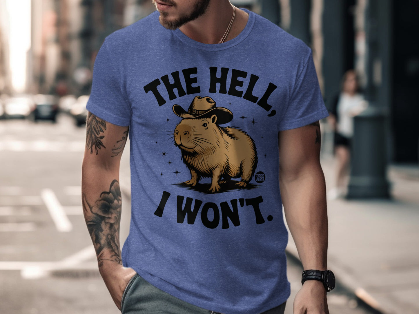 'The Hell I Won't Cowboy Capybara Graphic T-shirt'