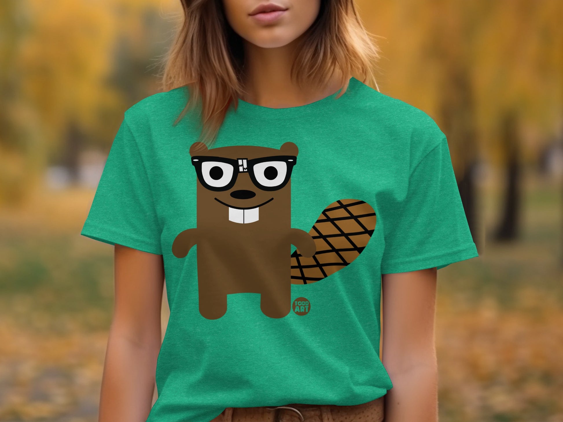 Cute Cartoon Beaver Graphic T-Shirt for Casual Fashion