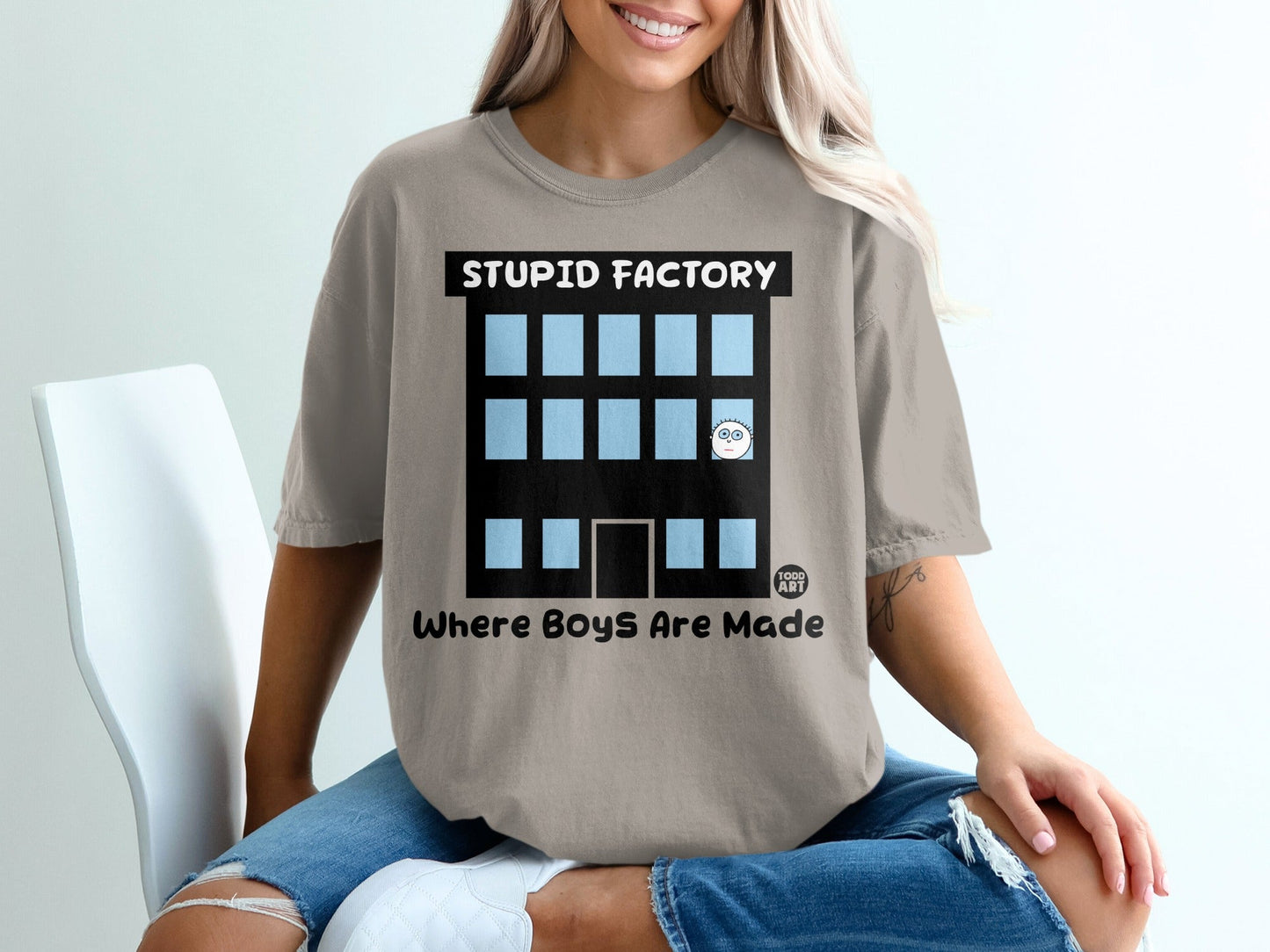 Stupid Factory Where Boys Are Made Graphic T-shirt