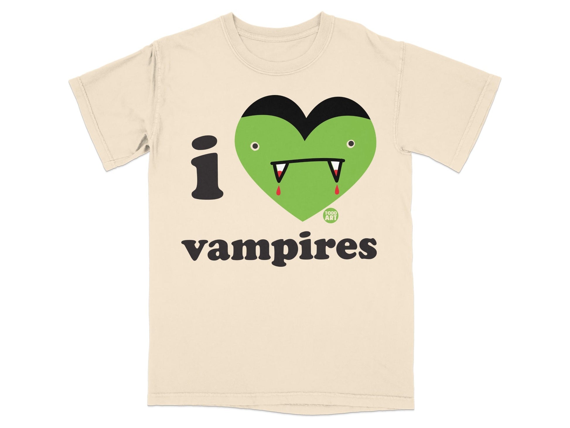 I Love Vampires Green Heart Graphic T-Shirt