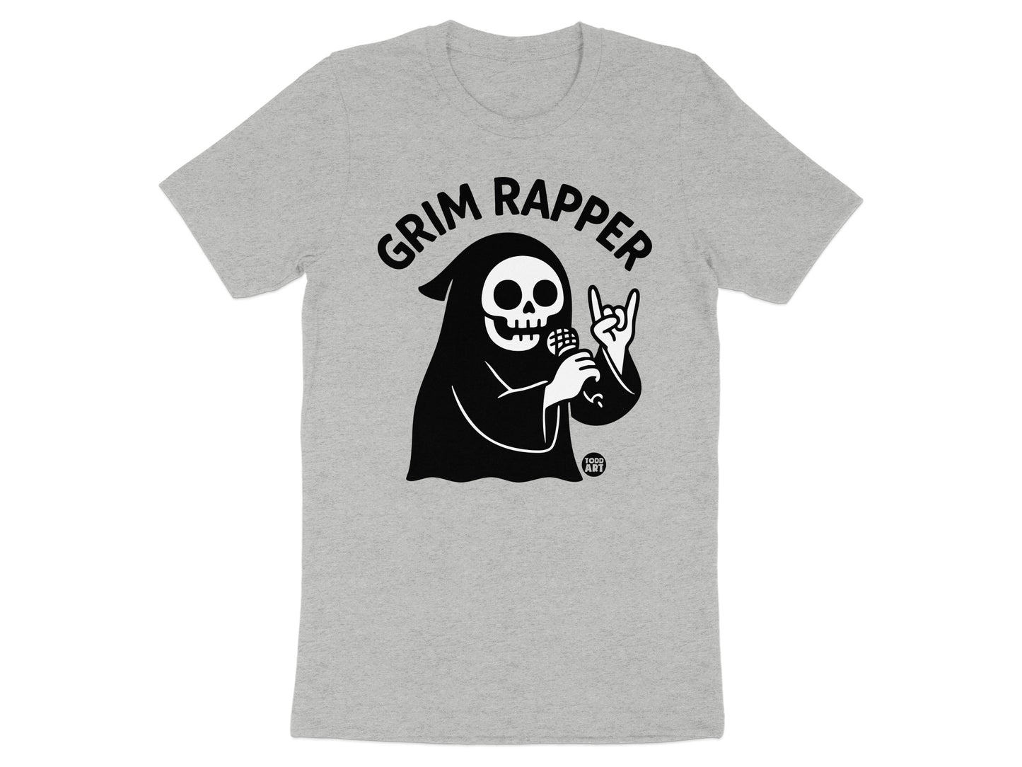 Grim Rapper Design with Skeleton Character T-shirt