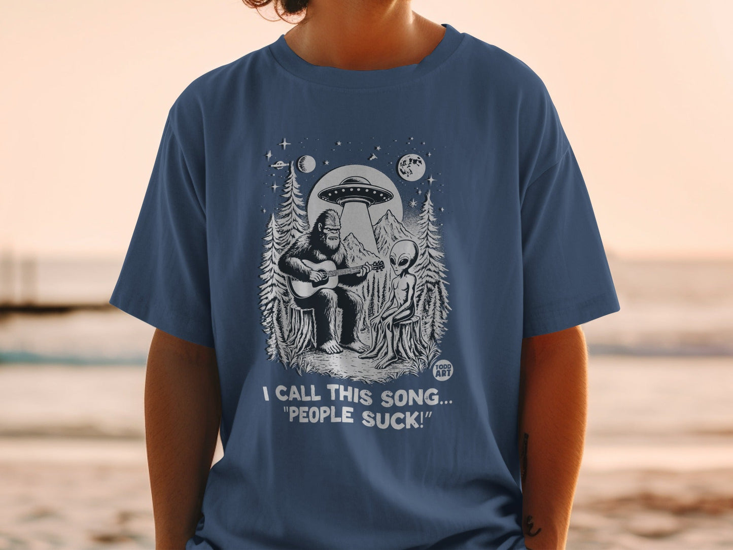 I Call This Song People Suck Bigfoot Alien Graphic Shirt