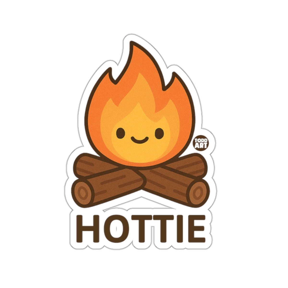Cute Campfire with A Face and 'Hottie' Text sticker