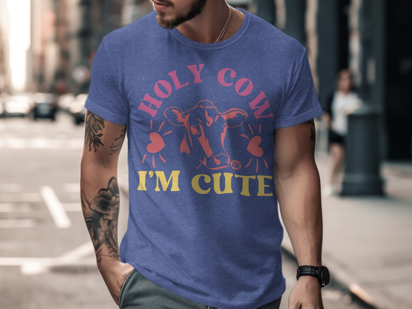 Holy Cow I'm Cute Blue Graphic Tee Shirt