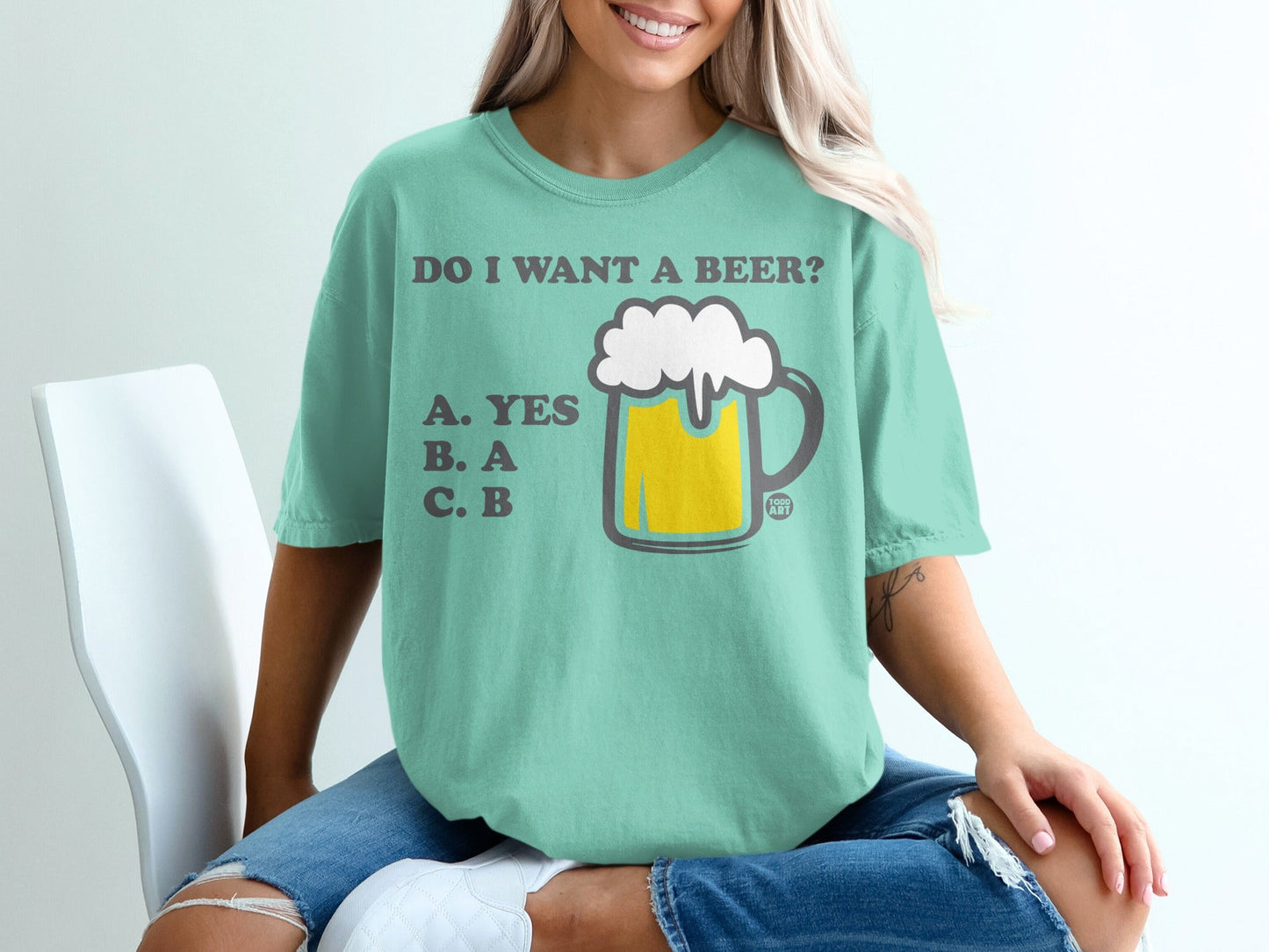 Do I Want A Beer Humorous Graphic Tee Shirt