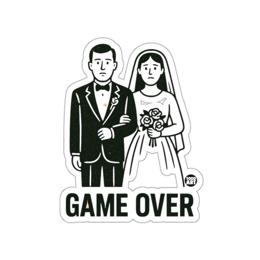 Humorous Game Over Bride and Groom Sticker