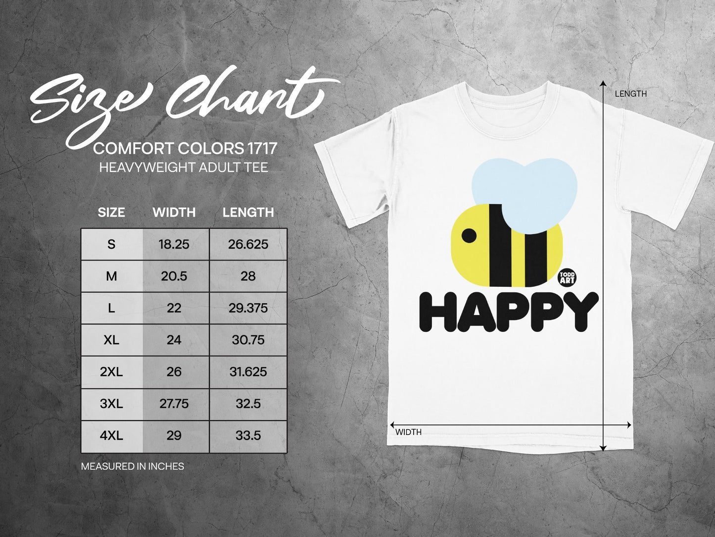 Happy Bee Graphic Comfort Colors 1717 Adult Tee