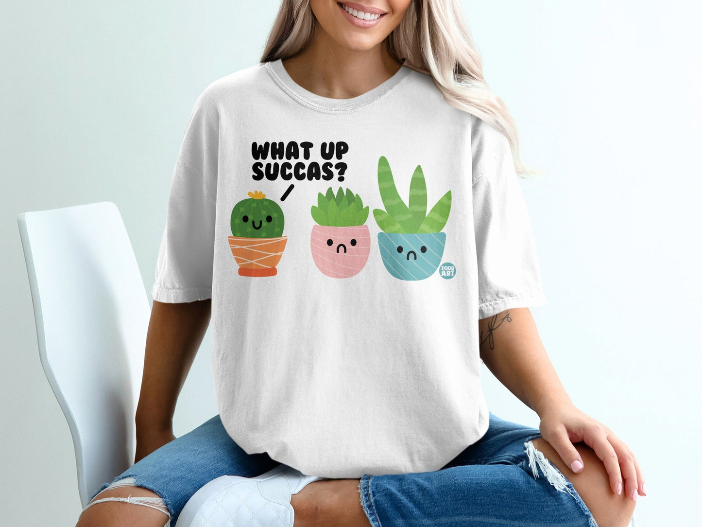 What Up Succas Cute Succulent Graphic Tee Shirt