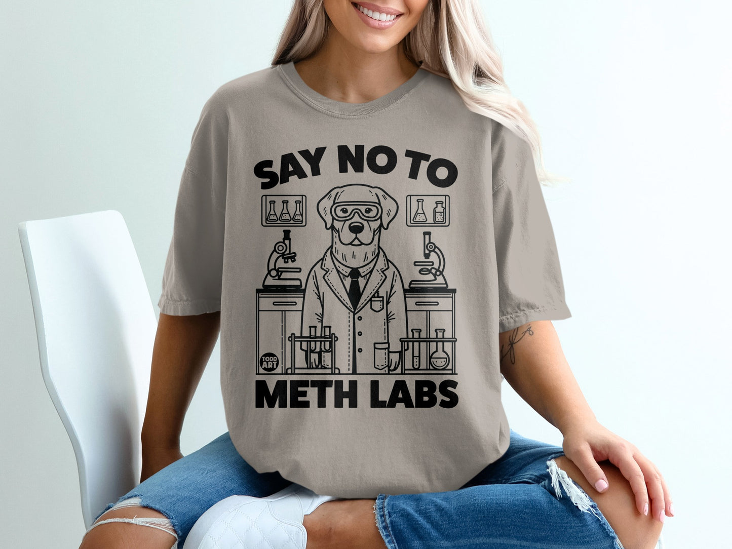 Say No To Meth Labs Hilarious Dog Graphic T-Shirt