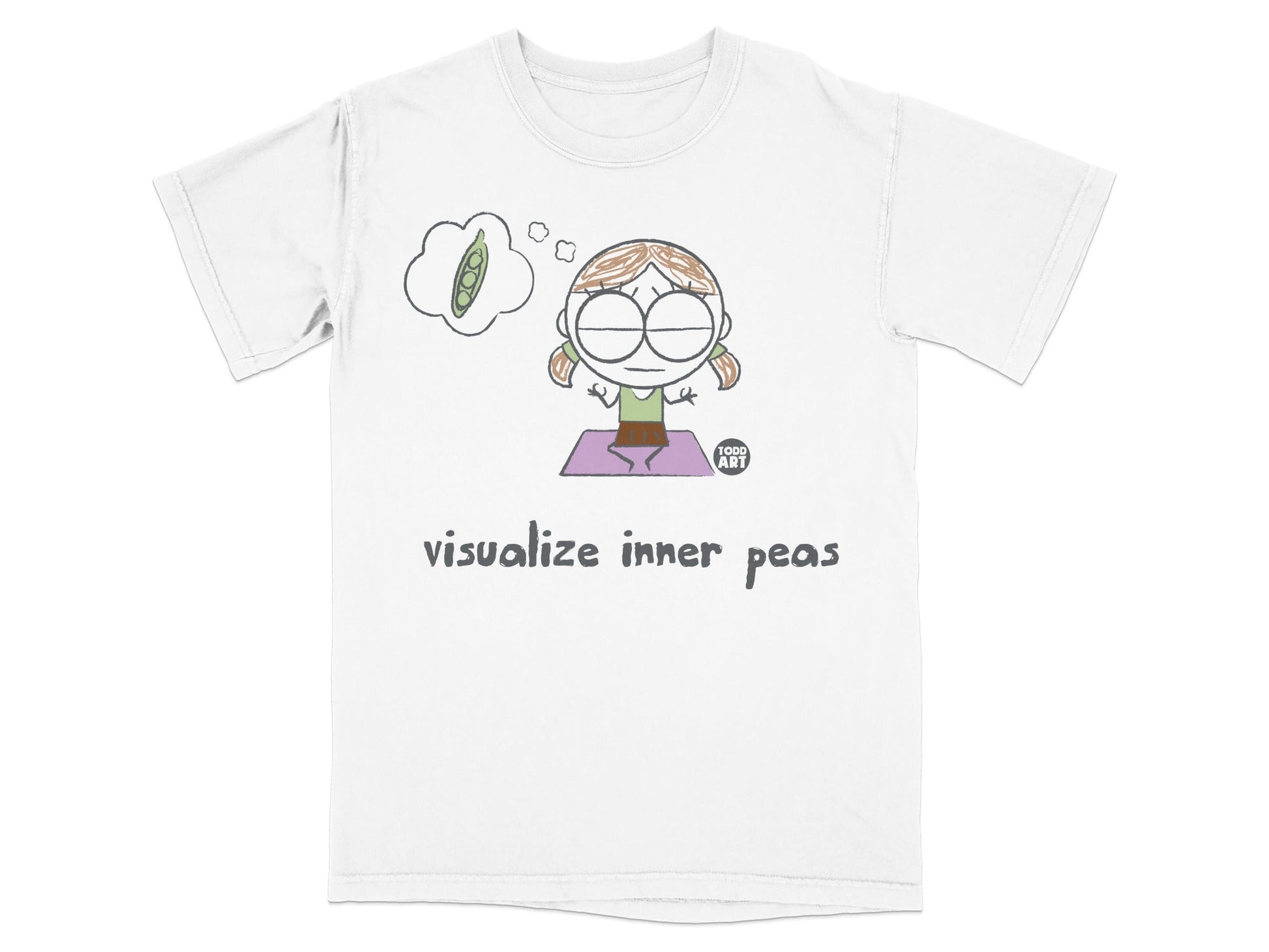 Visualize Inner Peas T-shirt with Fun Yoga Graphic