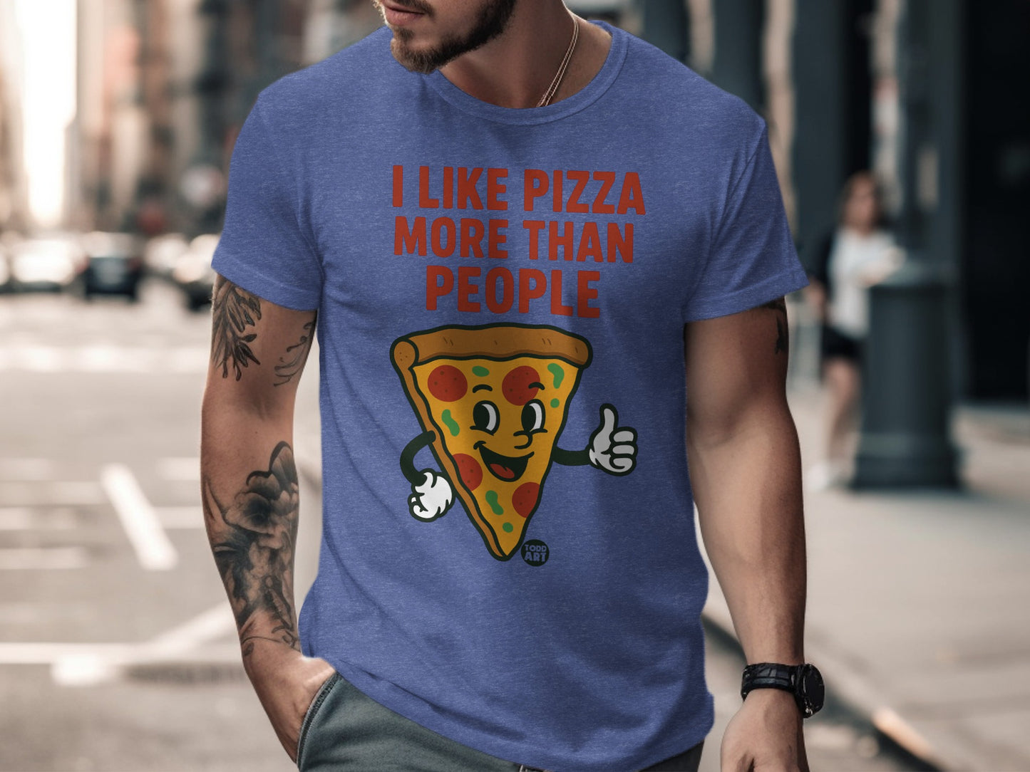 I Like Pizza More Than People Funny Graphic T-Shirt