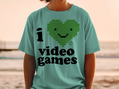 I Love Video Games Cute Heart Graphic Tee Shirt