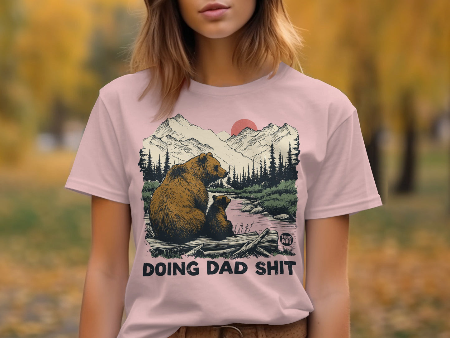 Doing Dad Shit Bear and Mountains Graphic Shirt