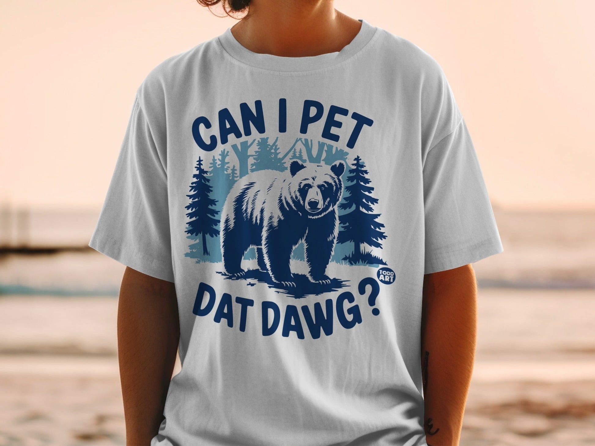 Can I Pet Dat Dawg Graphic Bear T-shirt Product