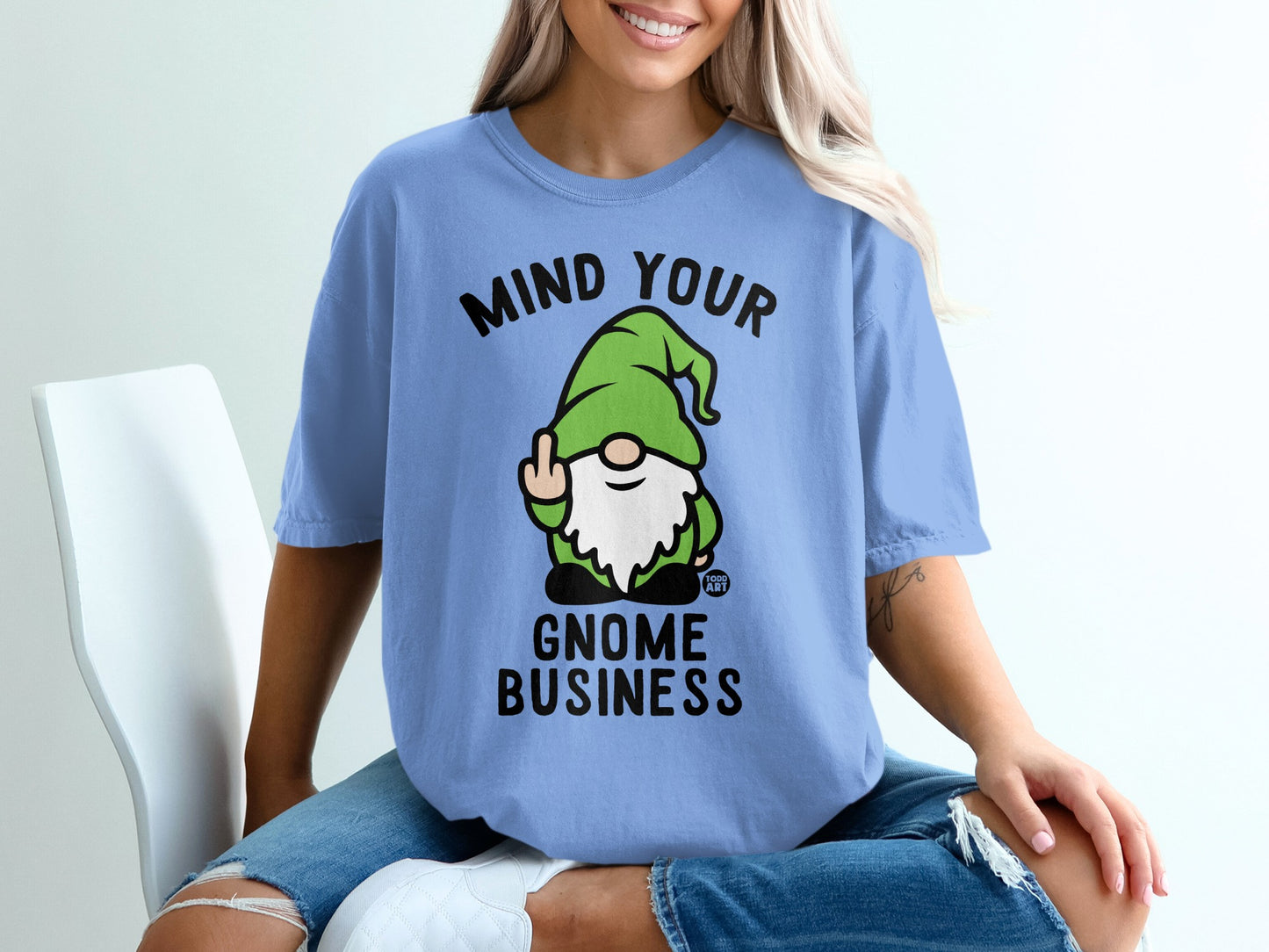 MIND YOUR GNOME BUSINESS funny irreverent product type
