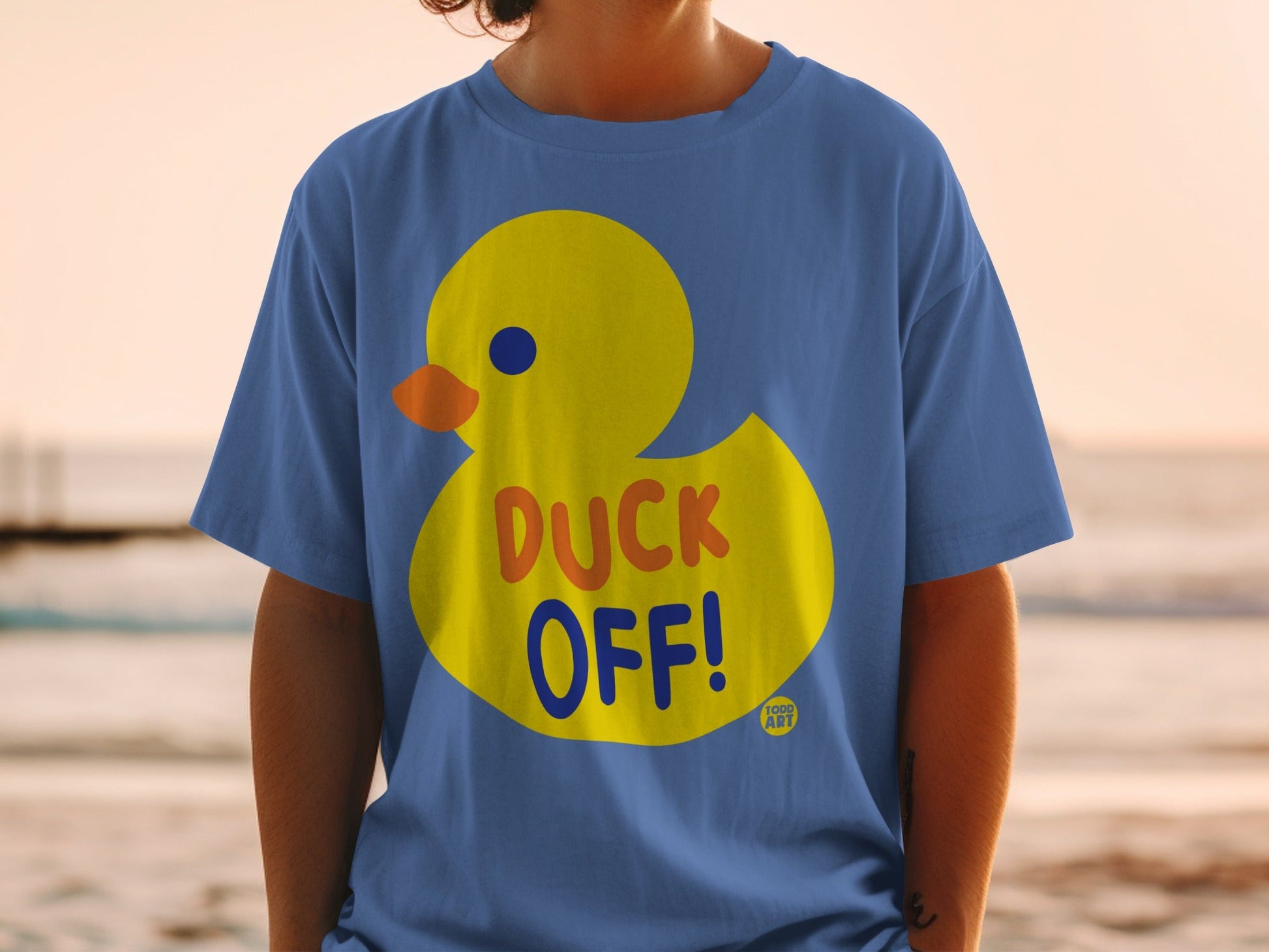 Funny Blue Duck Off Graphic Tee Shirt