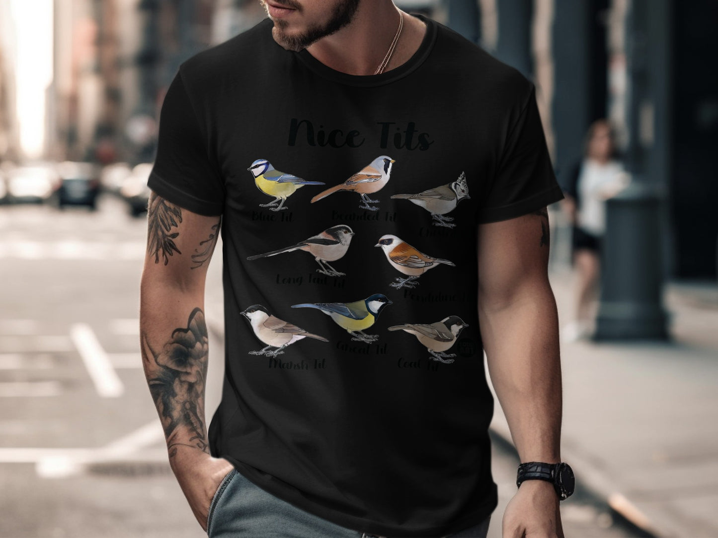 Cute Bird Species Nice Tits Printed Graphic T-shirt