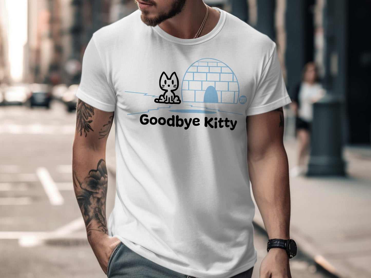 Goodbye Kitty Igloo Design Short Sleeve T-shirt