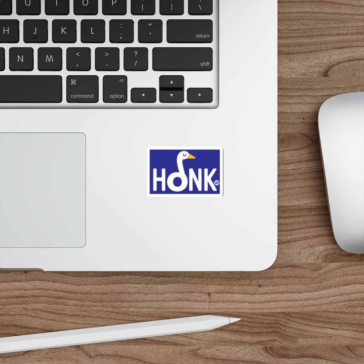 HONK Blue and White Goose-Themed Sticker for Laptops